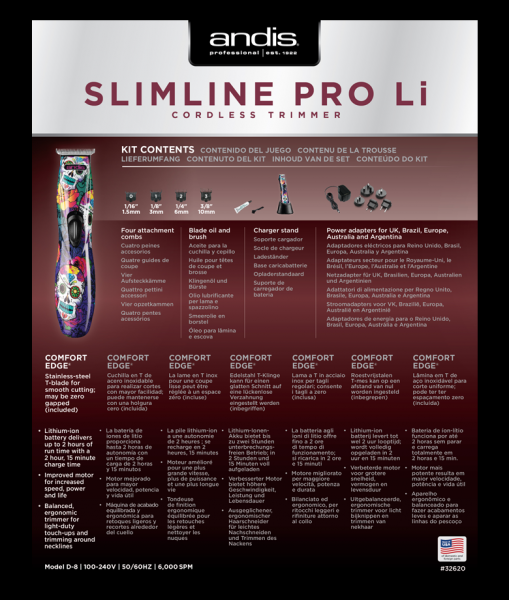 Andis Slimline Pro Li T-Klinge - Schädeldesign 5