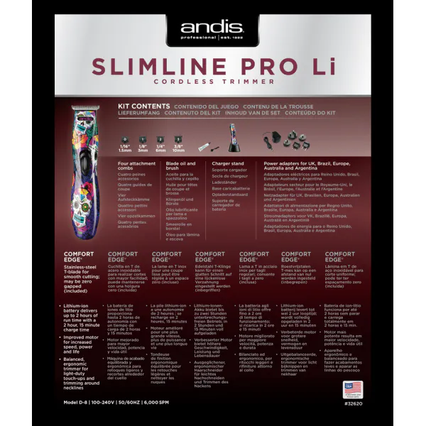 Andis Slimline Pro Li T-Klinge - Schädeldesign - Bild 5