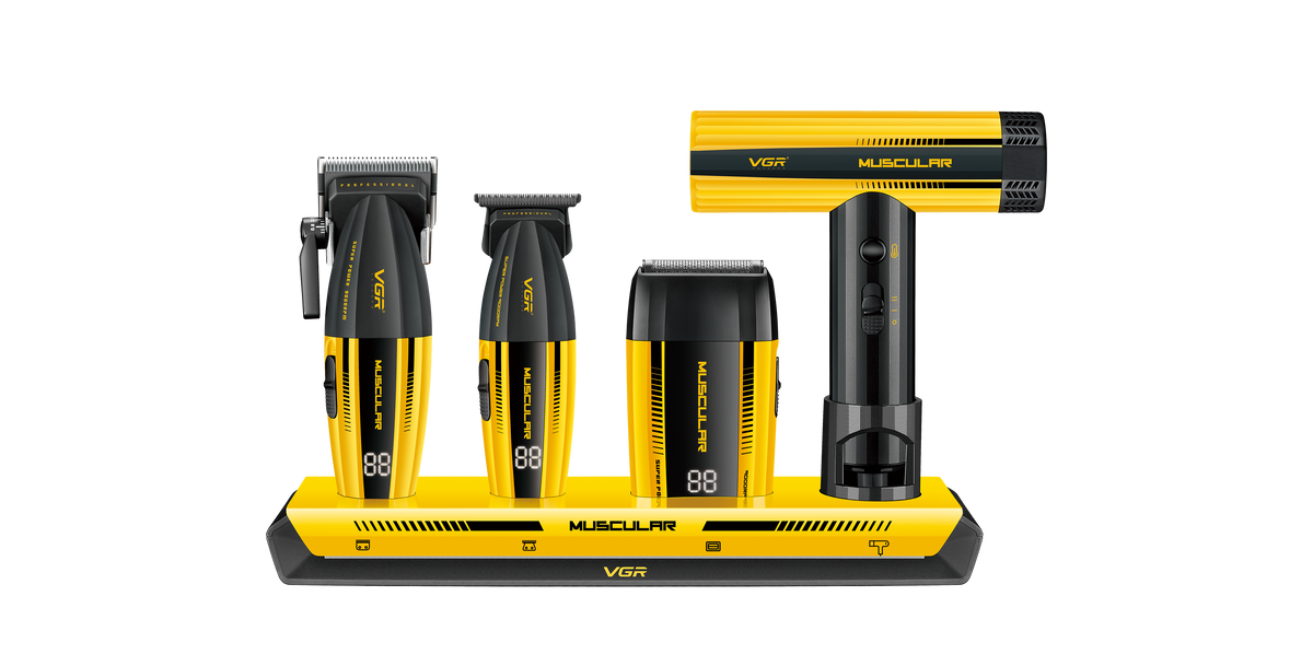VGR V-285 S4 – professionelles Barber-Set 4 in 1 mit Haarschneidemaschine, Trimmer, Shaver und Haartrockner